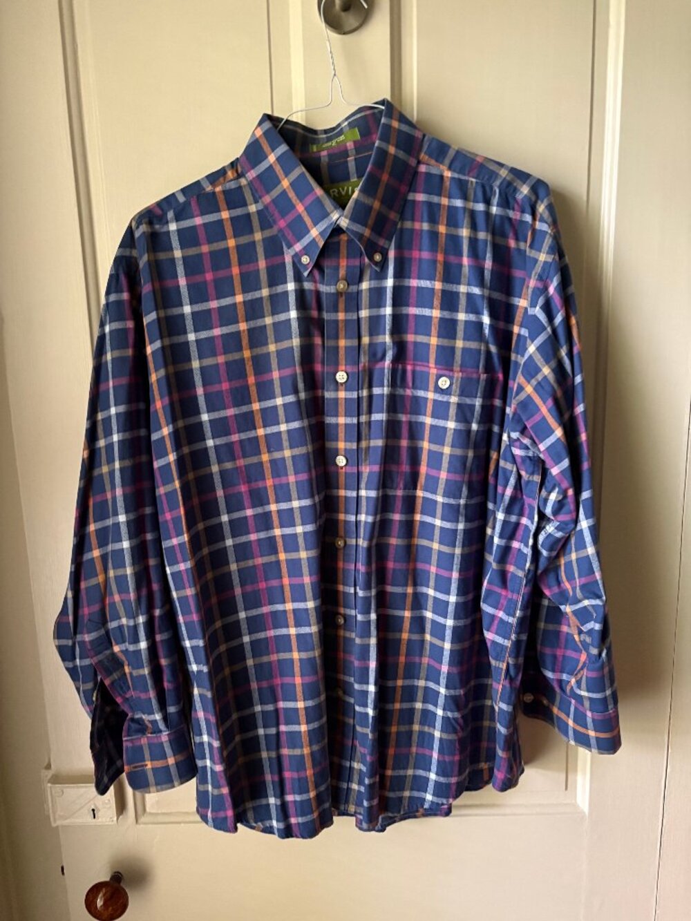Orvis Blue Plaid Button Down Collar Shirt